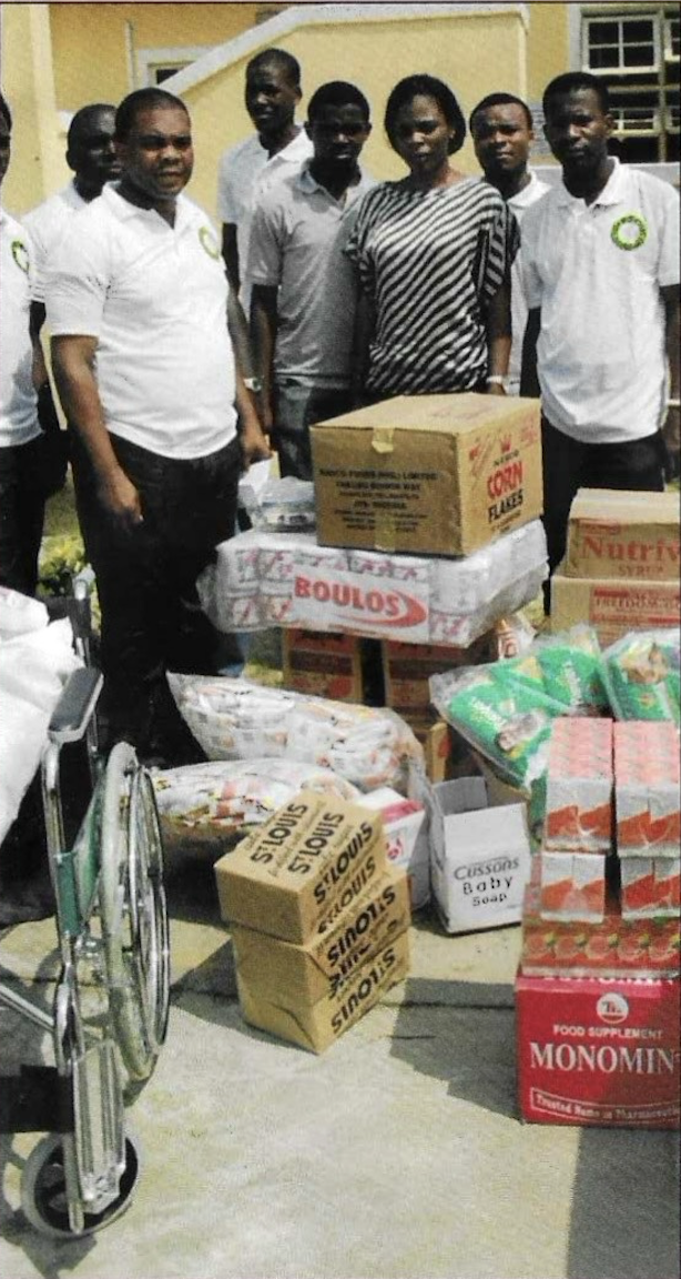 Beneficiaries receiving food items