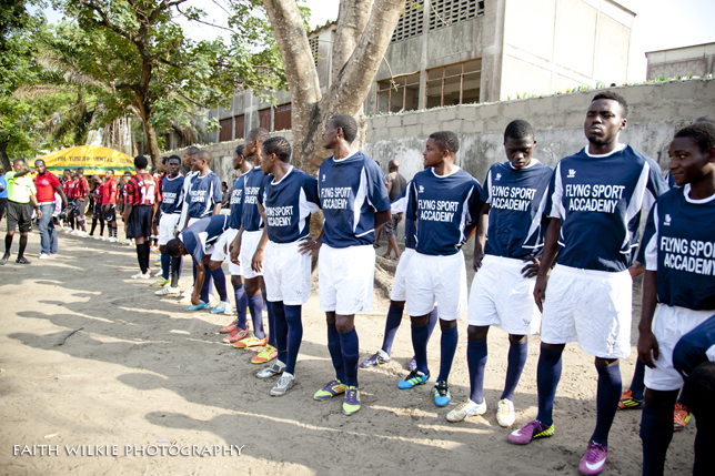 Teams lined up before match