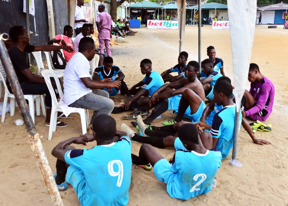 Coach giving team talk